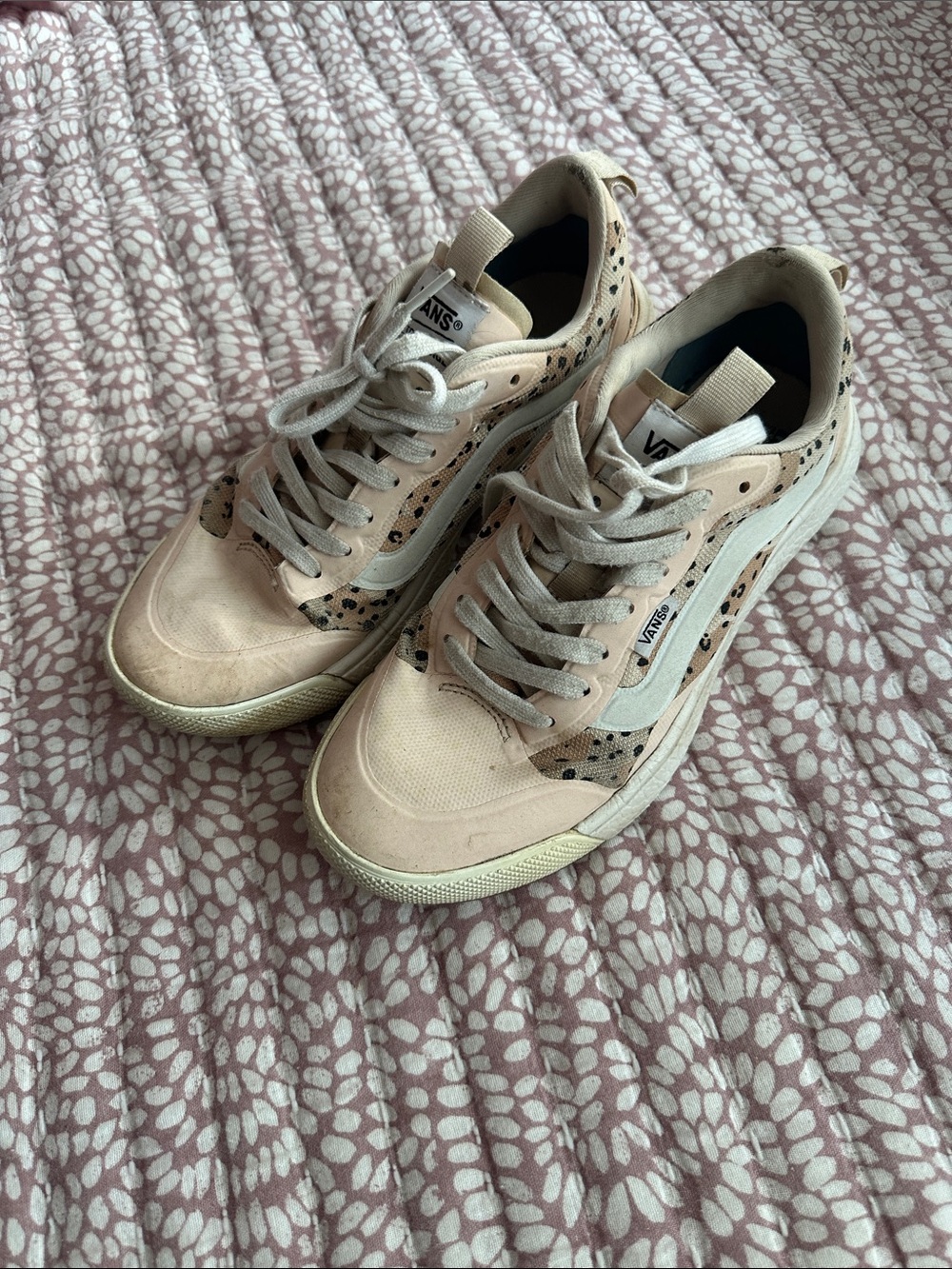 Vans Pink Beige Leopard-Print Low-Top Sneakers
